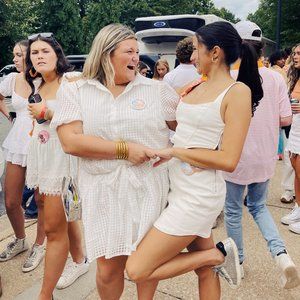 White Gingham Puff Sleeve Dress